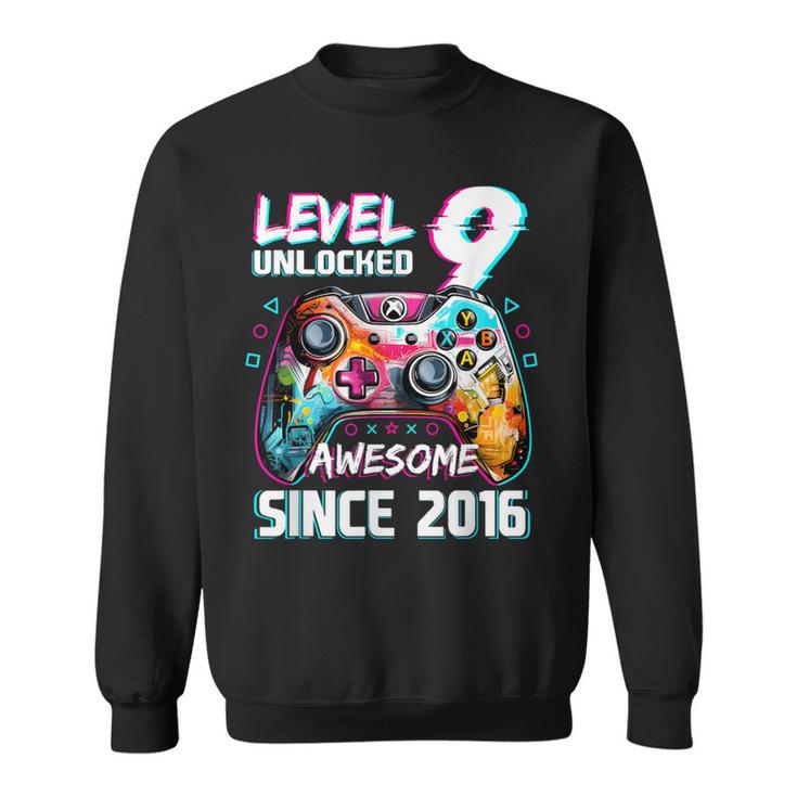 9Th Birthdayideo Game Level 9 Unlockedideo Player Boys Sweatshirt