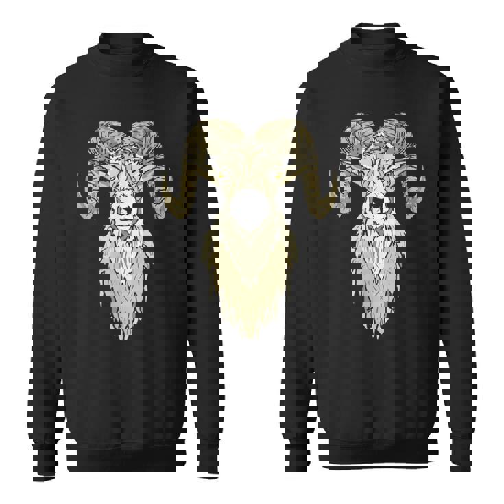 Artistic Big Horn Sheep Ram Head Sketch Graphic Sweatshirt