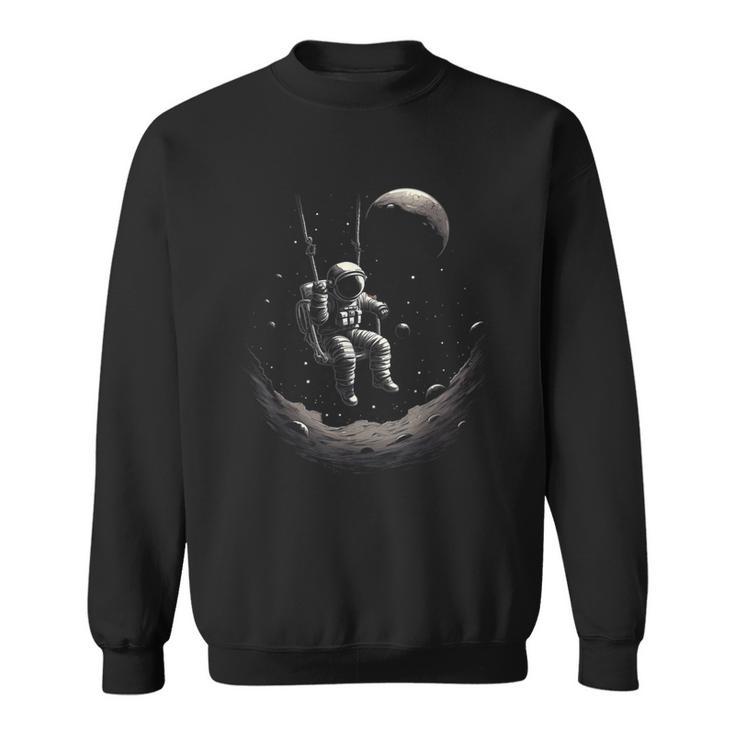 Astronaut Sitting On A Swing In Space Stars Moon Sweatshirt