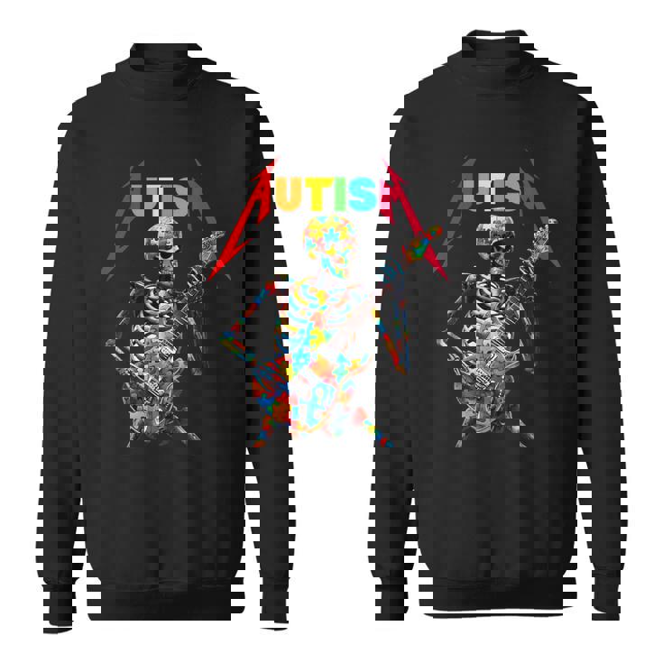 Autism Skeleton Guitar Player Rock Music Autism Awareness Sweatshirt