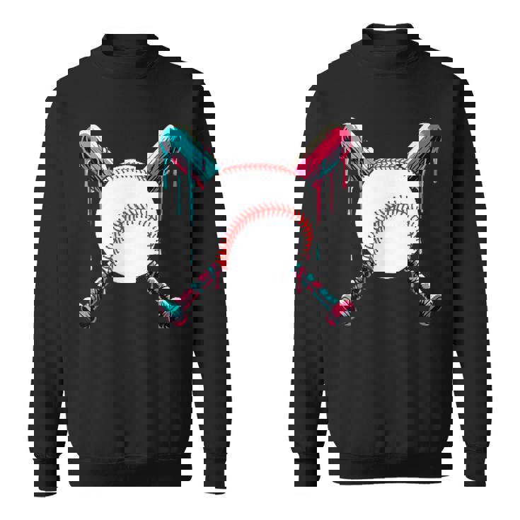 Baseball Bat Drip With Melting Ice Cream Drippy Pocket Sweatshirt