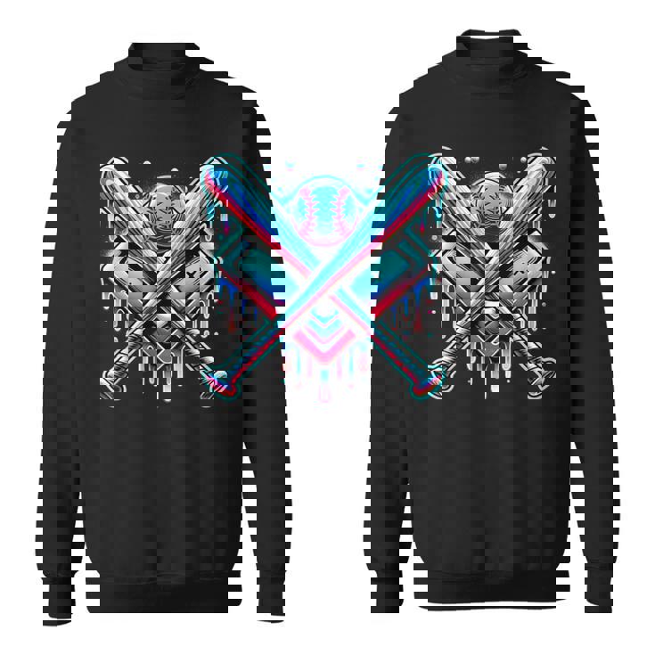 Baseball Dripping Ice Cream Drip Youth Boys Baseball Sweatshirt