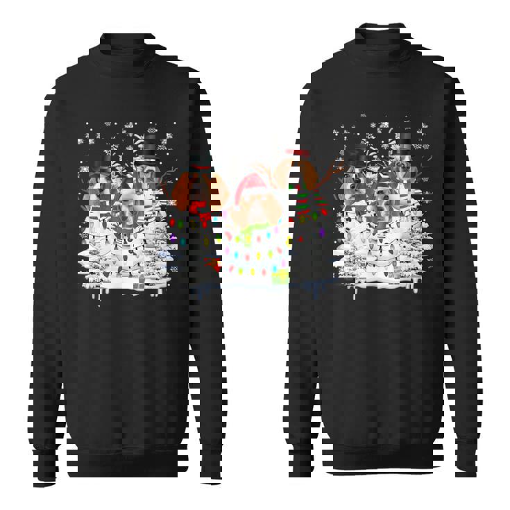 Beagles In Snowman Christmas Lights Snowman Santa Beagle Dog Sweatshirt