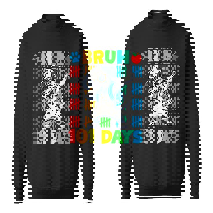 Bruh 100 Days Of School Dalmatian Dog Dabbing 100Th Day Boys Sweatshirt