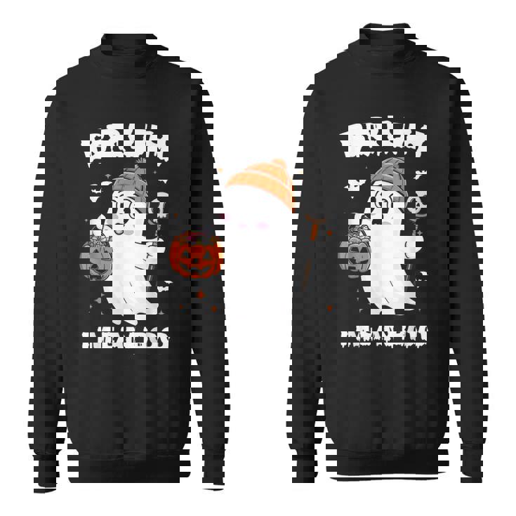 Bruh Ghost Halloween Shirt Boo Pumpkin Boys Kids Toddler Sweatshirt