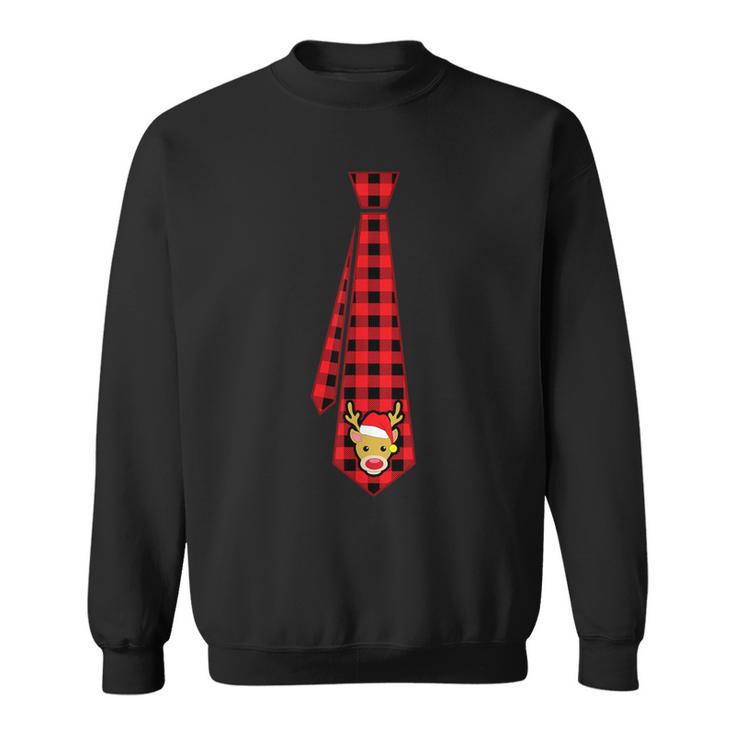 Buffalo Checked Tie Reindeer For Christmas Boys Sweatshirt