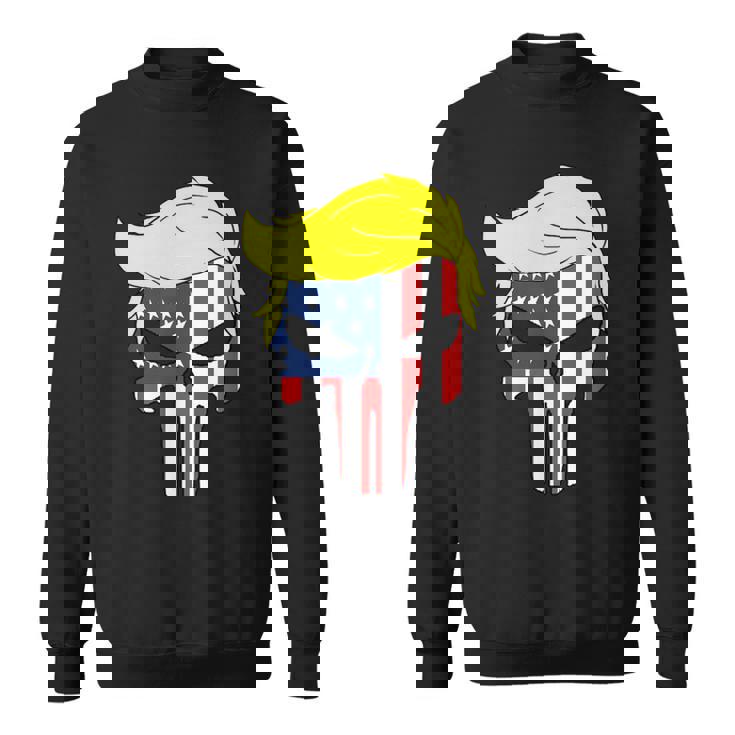 Camisa Trump Hair Skull Para El 4 De Julio Regalo Con La Bandera Estadounidense De Trump Camisa de entrenamiento