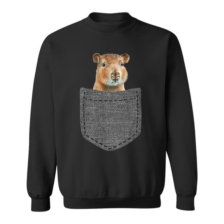 Capybara In Chest Pocket Capybara Sweatshirt