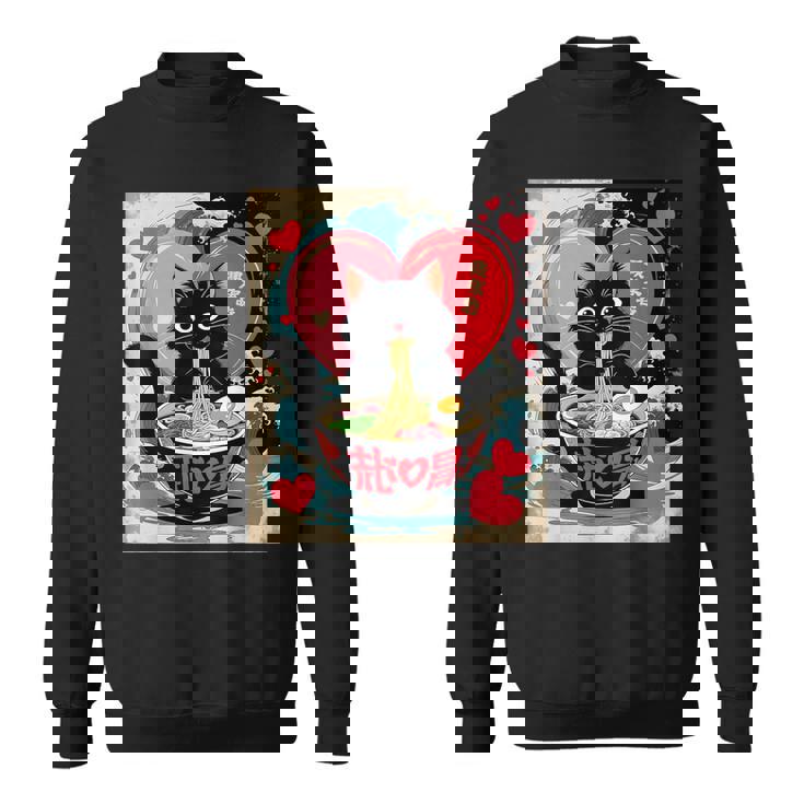 Cat Ramen Kawaii Cat Graphic Anime Valentines Day Sweatshirt