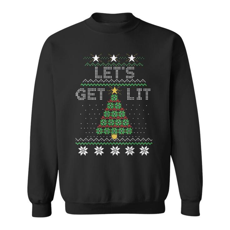 Christmas Let's Get Lit Tree Knit Ugly Sweater Sweatshirt