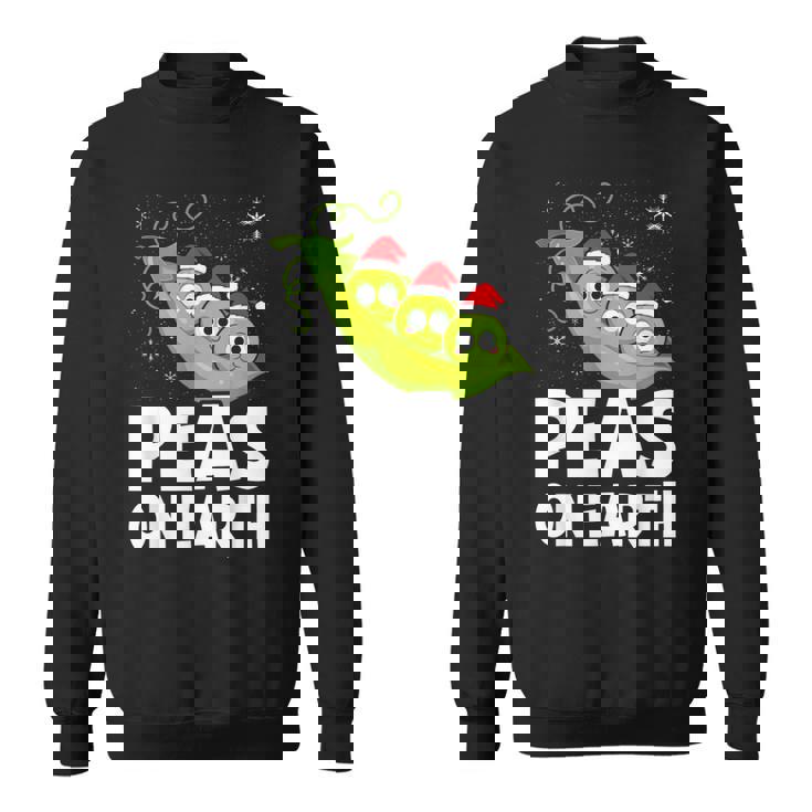 Christmas Pun Lover Peas On Earth World Peace Vegan Sweatshirt