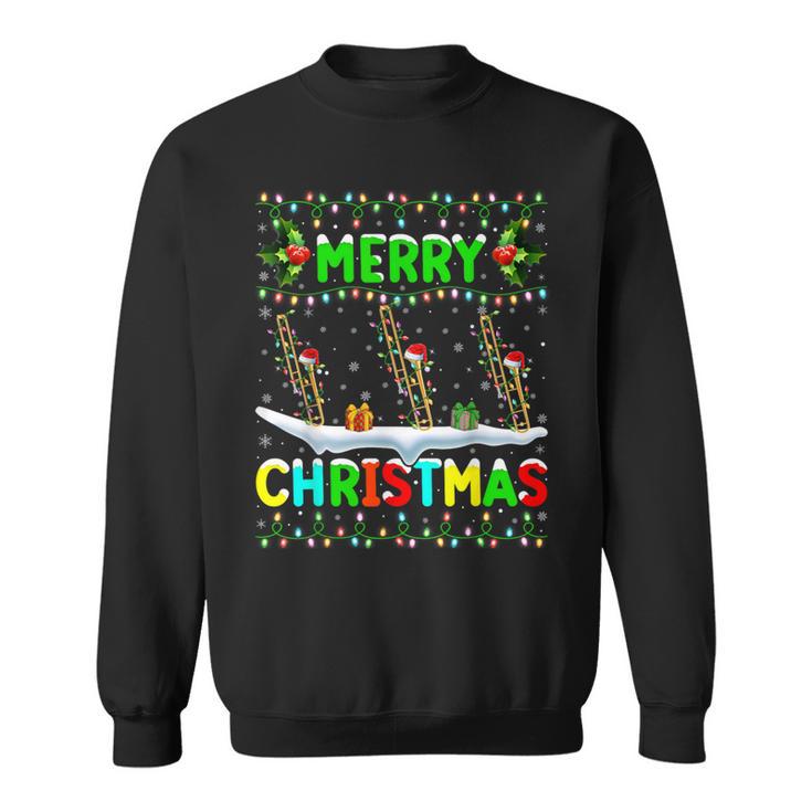 Christmas Trombone Lighting Santa Hat Merry Christmas Trombone Sweatshirt