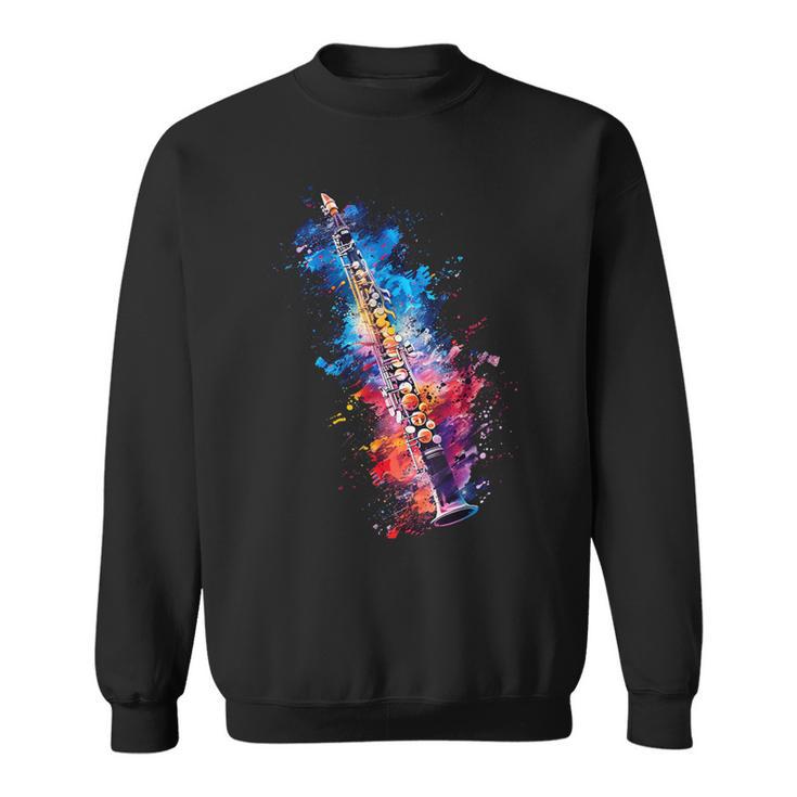 Clarinet Instrument On Colourful Painted Clarinet Sweatshirt