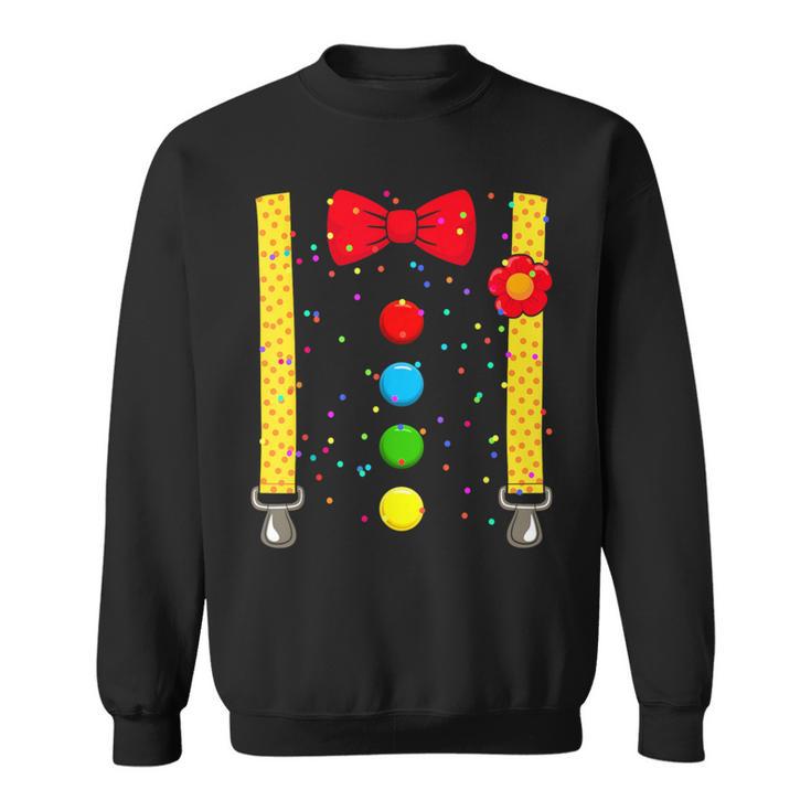 Clown Costume With Braces Confetti For Carnival Fancy Dress Sweatshirt