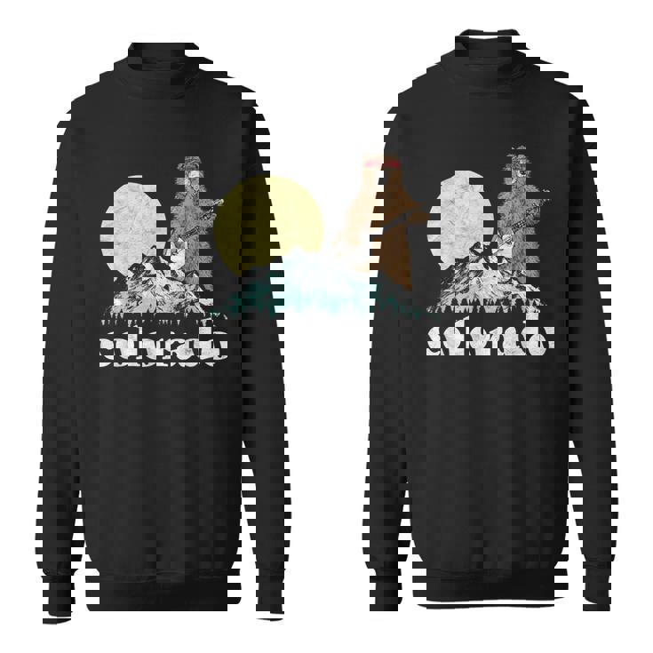 Colorado Banjo Bear Retro Style Mountains Sketch Sweatshirt