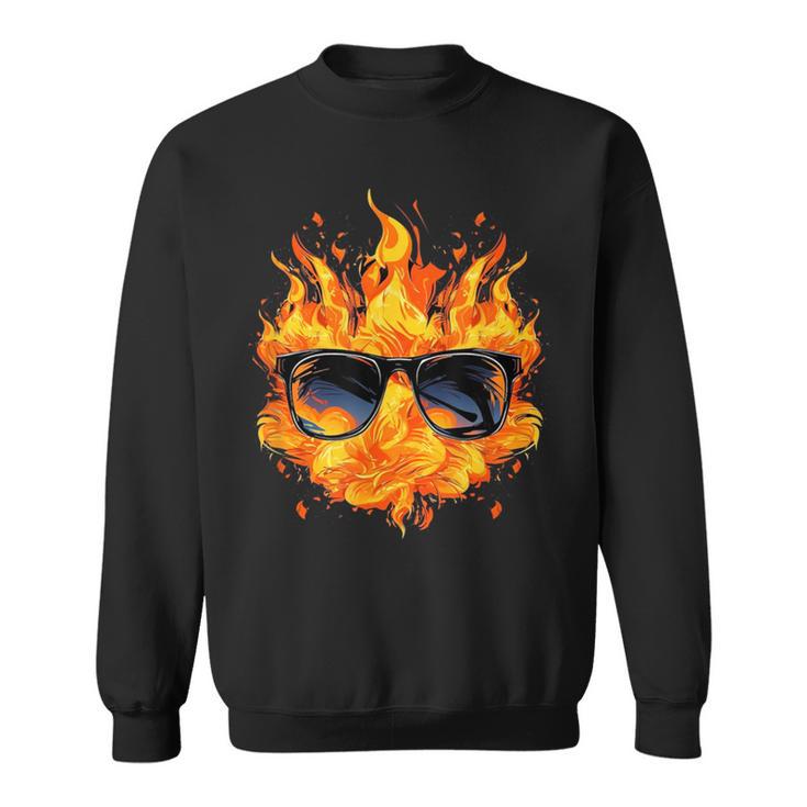 Cool Fire And Flames Glasses Sweatshirt