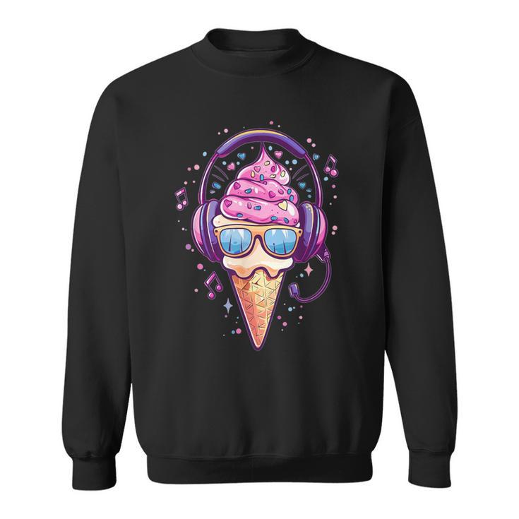 Cool Ice Cream With Sunglasses I Ice Cream Sweatshirt