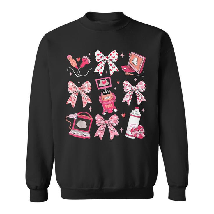 Coquette Bow Sonographer Valentine Ultrasound Tech Ob Tech Sweatshirt