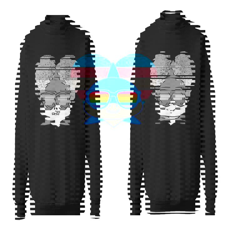 Cute Shark Pride Trans Flag Rainbow Sunglasses LGBTQ Sweatshirt