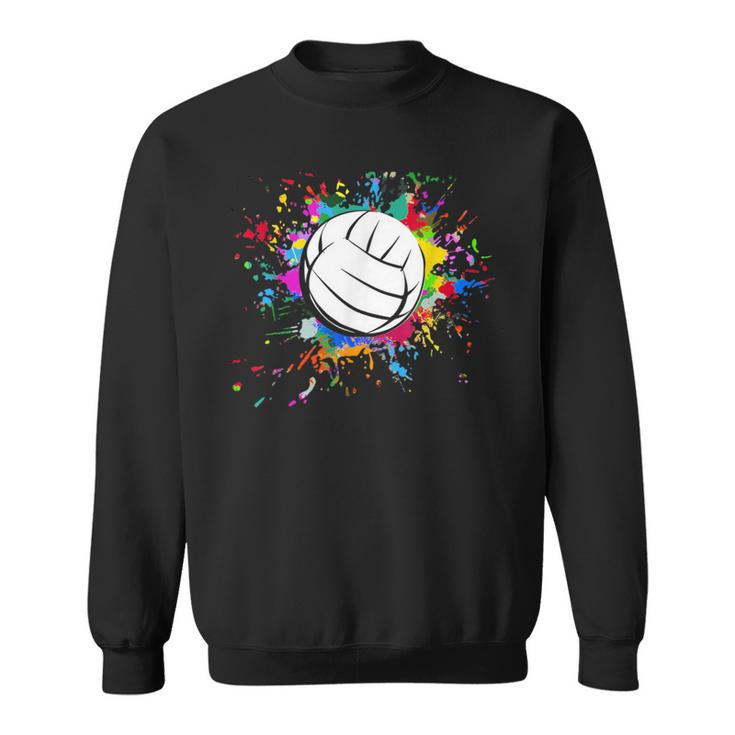 Cuteolleyball Ball Watercolor Colorful Paint Splash Sweatshirt