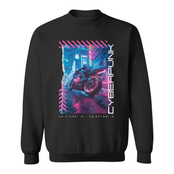 Cyberpunk Motorcycle Futuristic Tokyo Sweatshirt