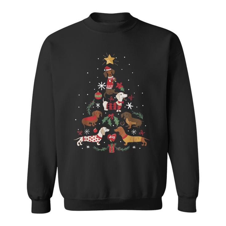 Dachshund Through The Snow Dog Christmas Tree Sweatshirt