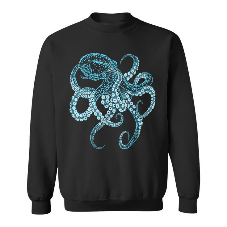 Deep Sea Blue Octopus In Combat Posture Sweatshirt