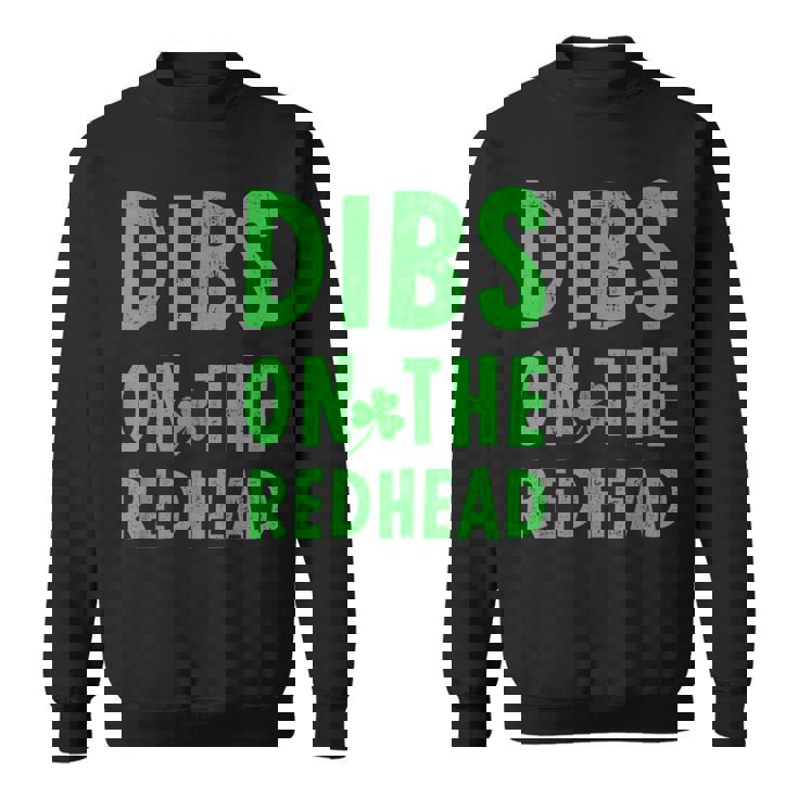 Dibs On The Redhead St Patrick's Day -Adults Sleeveless Modern Straight Fit Black Sweatshirt