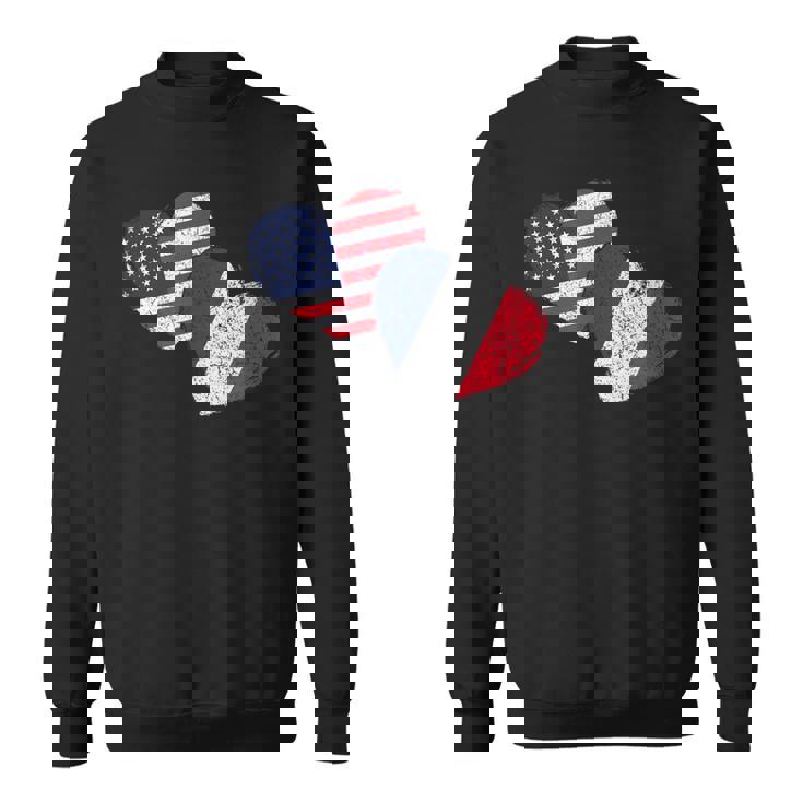 Drapeau Usa France Coeur Pays Américain Français Sweater e