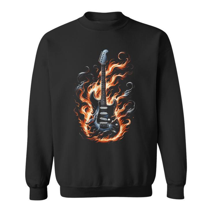 Electric Guitar With Flames Sweatshirt