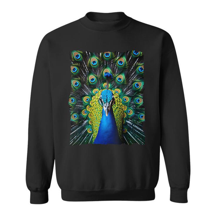 Elegant Peacock Eye Bird Watcher Blue Peacock Sweatshirt