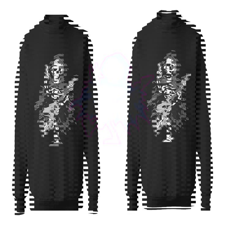 Esqueleto Calavera Guitarra Rock En Heavy Metal Diablo Cuernos Música Camisa de entrenamiento