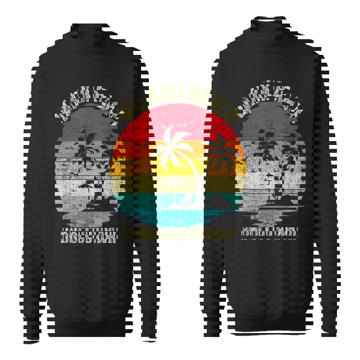 Family Vacation Vintage Retro Honolulu Hawaii Waikiki Beach Sweatshirt
