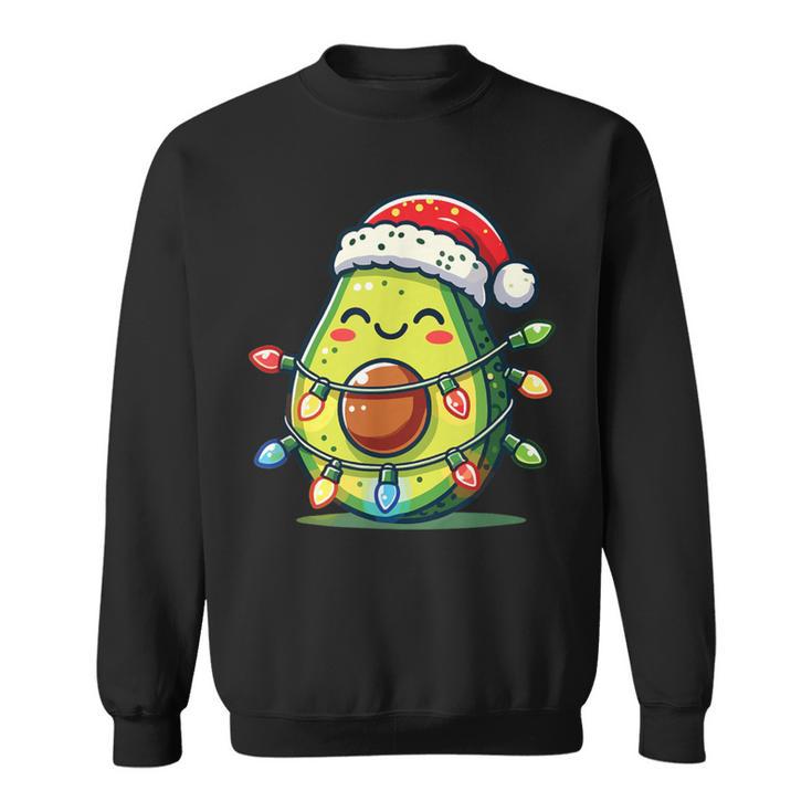 Festive Avocado Santa Christmas Lighting Sweatshirt