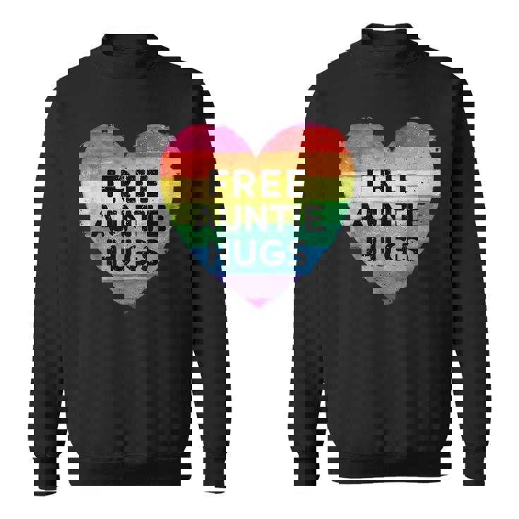 Free Auntie Hugs LGBT Gay Lesbian Pride Month Rainbow Flag Sweatshirt