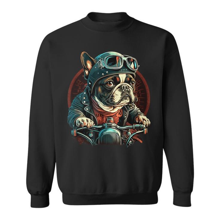 French Bulldog Cool Biker Motorcycle Riding Frenchie Sweatshirt