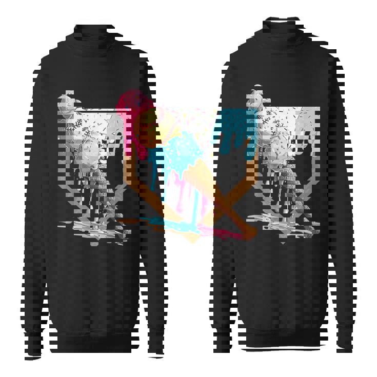 Baseball Ice Cream Dripping Baseball Home Plate Drip Sweatshirt Baseball Ice Cream Dripping Baseball Home Plate Drip Sweatshirt