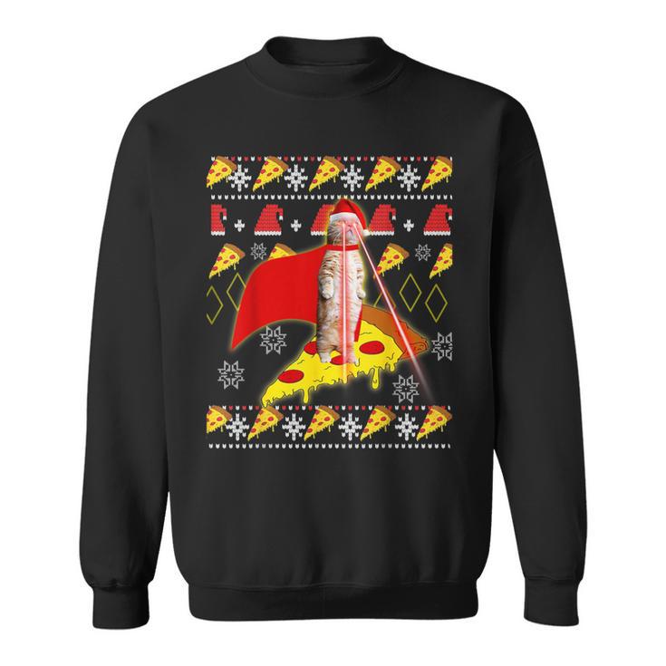 Cat Pizza Ugly Christmas Jumper Party Outfit Sweatshirt