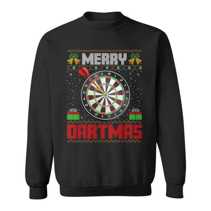 Dart Game Merry Dartmas Xmas Santa Ugly Dart's Christmas Sweatshirt