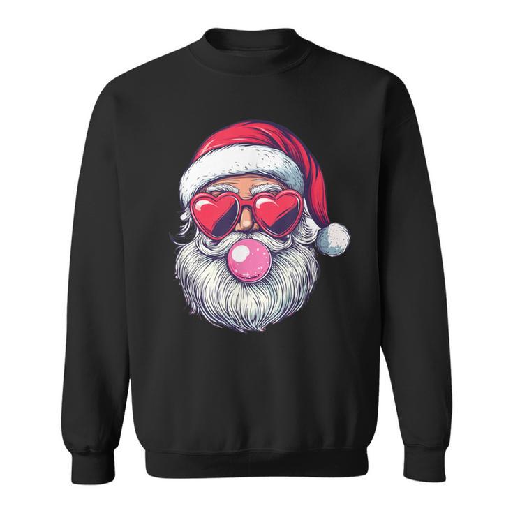 Santa Heart Sunglasses Bubblegum Christmas Santa Sweatshirt