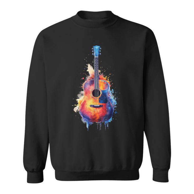 Guitar Splash Watercolour For Guitarists Electric Guitars Sweatshirt