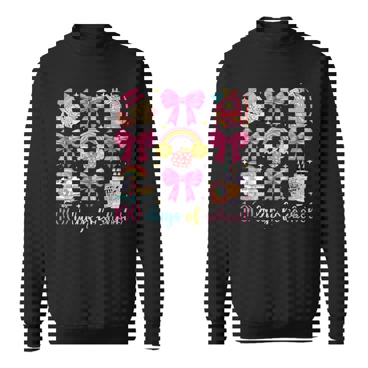 Happy 100 Days Of School Crayon Coquette Bow Enseignant Enfants Sweater e