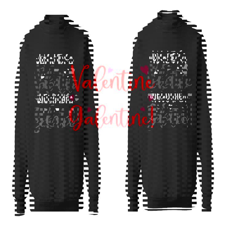Happy Galentines Day Adult Women's Black Small Modern Straight Fit Round Neck Sweatshirt