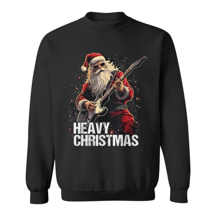 Heavy Christmas Santa Claus Guitar Sweatshirt