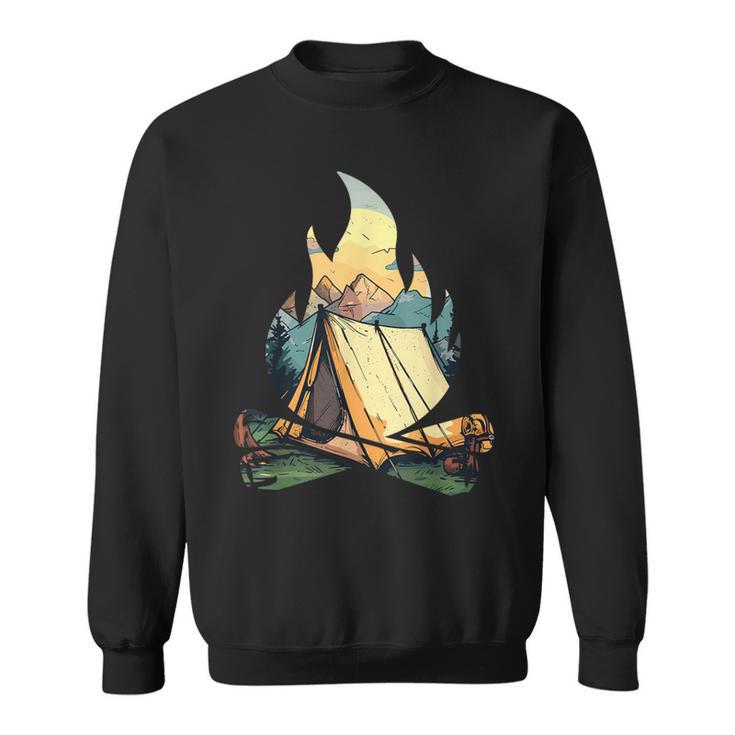 Hiking Mountain Camping Lovers Campfire Sweatshirt