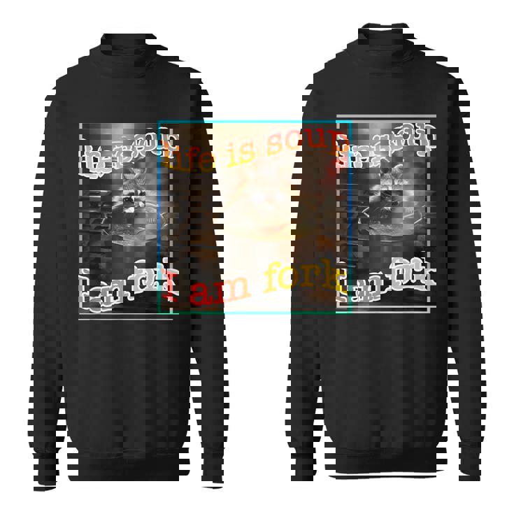 Ironic Raccoon Meme Sweatshirt | Life is Soup | Statement Wear