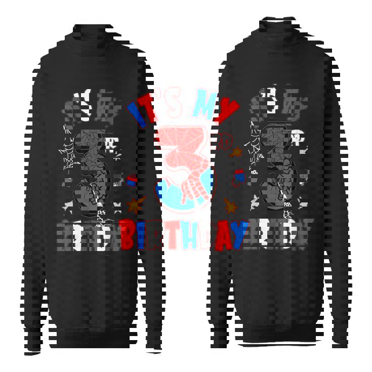 It's My 3Rd Birthday Spider Theme Party Boy Birthday Sweatshirt