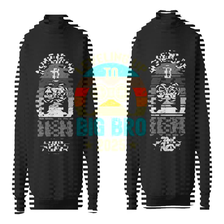 Leveling Up To Big Brother 2025 Gamer Vintage Big Bro Sweatshirt
