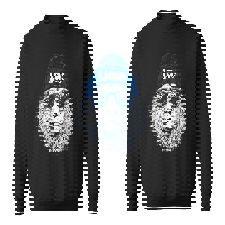Lions Lover Apparel Lion Face With Sunglasses Winter Sweatshirt