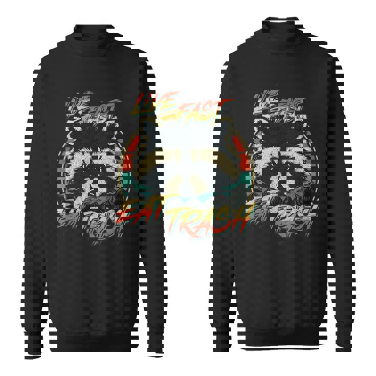 Live Fast Eat Trash Retro Trash Panda Raccoon Sweatshirt